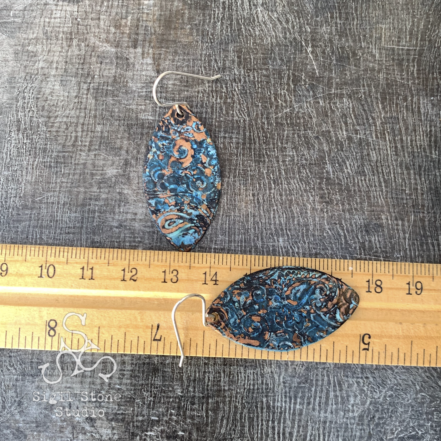 Copper Earrings Blue - Image 4