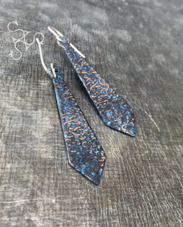 Copper Earrings Long Drop